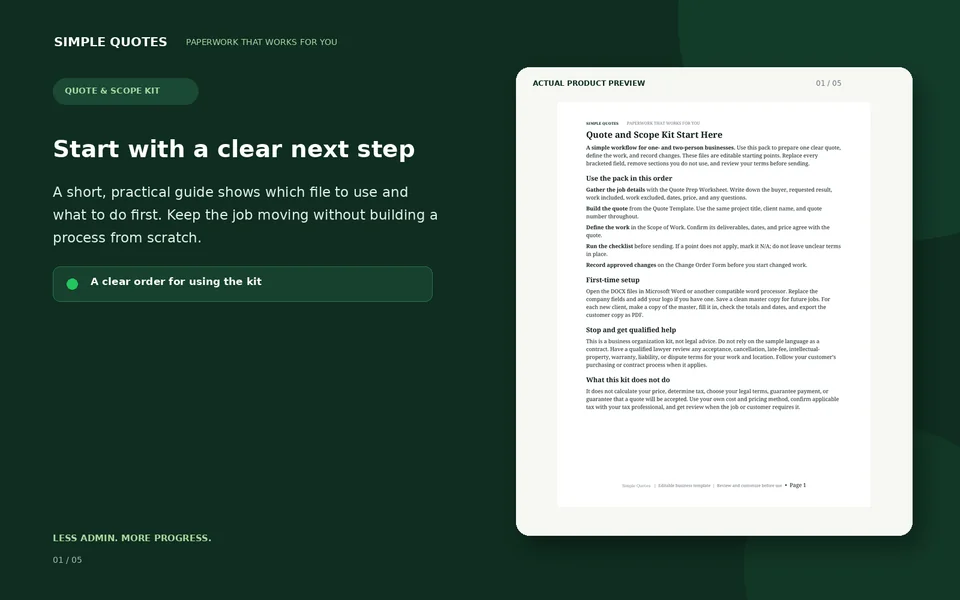 Start Here guide: a clear order for using the kit